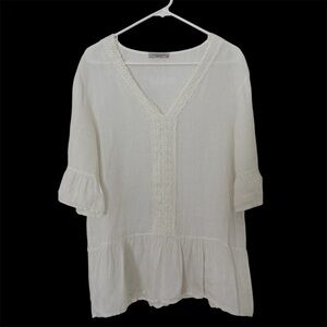 Francesca Bettini linen dress cover up tunic white M